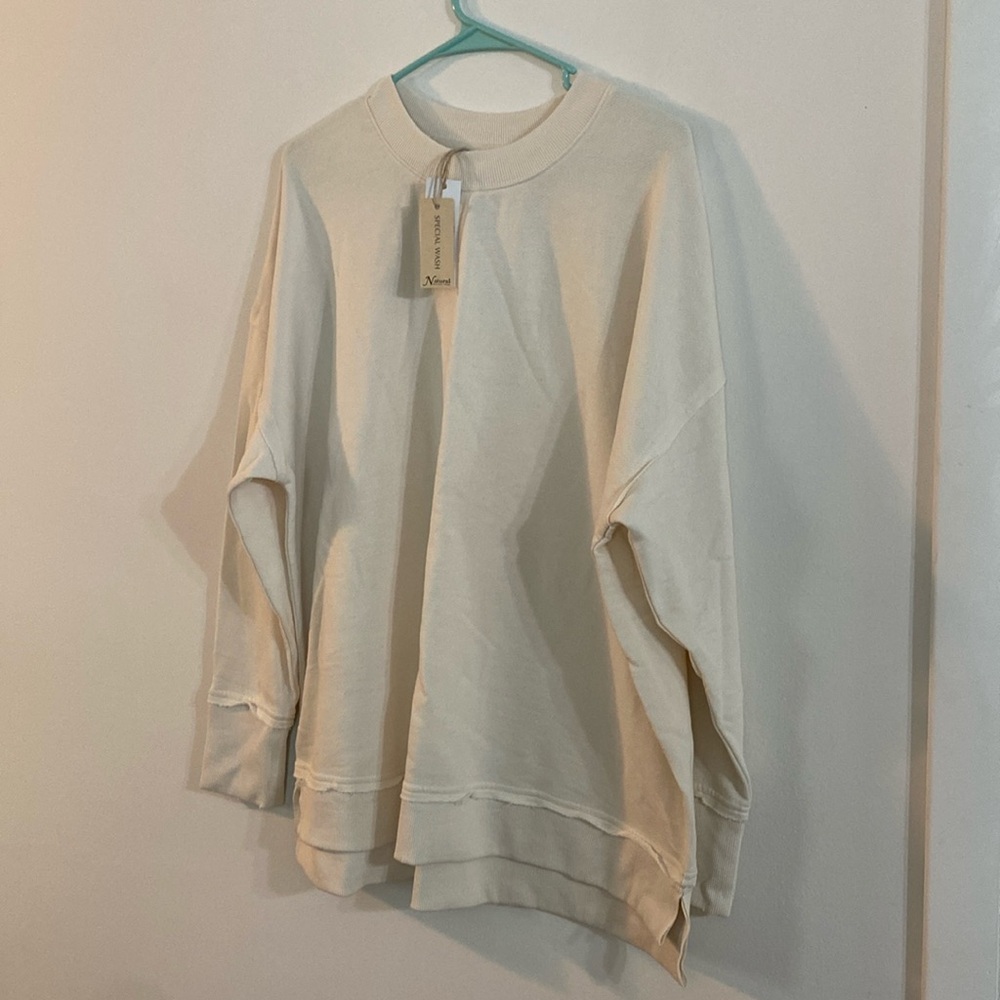 Natural Reflections Cream Oversized Crewneck Sweatshirt